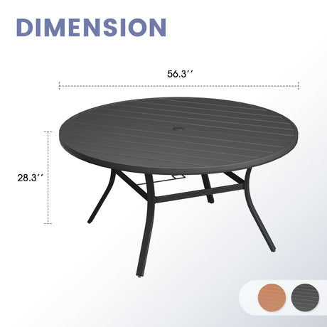 Vicllax Mesa de comedor para patio al aire libre para 4 personas, mesa cuadrada de metal con almacenamiento 