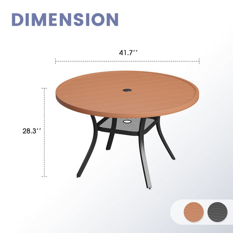 Vicllax Mesa de comedor para patio al aire libre para 4 personas, mesa cuadrada de metal con almacenamiento 
