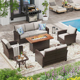 Vicllax Versatile Wicker Patio Set: 5 Pieces with Fire Table