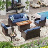 Vicllax Versatile Wicker Patio Set: 5 Pieces with Fire Table