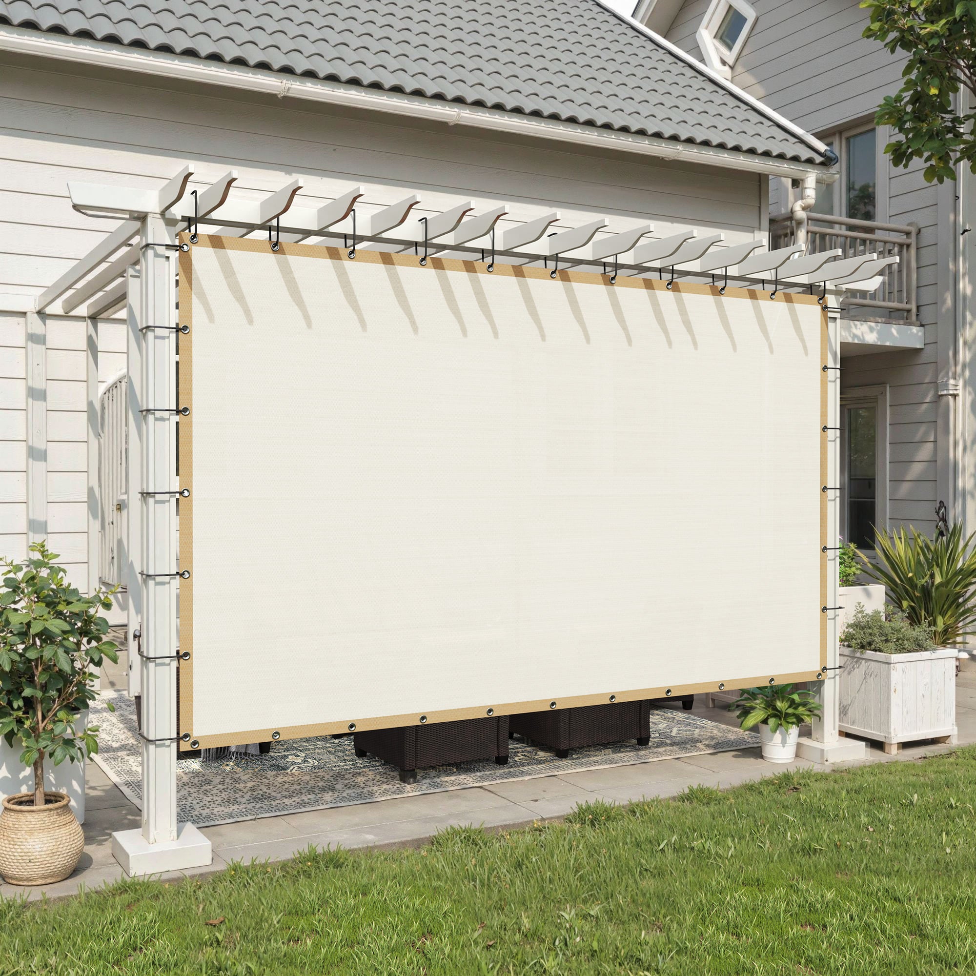 VICLLAX Shade Fabric Sun Shade Cloth Privacy Screen with Grommets