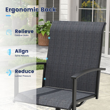 Vicllax 7 pcs Outdoor Dining Set,  Rectangular Metal Table and 6 Textilene Swivel Dining Chairs