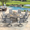 Vicllax Outdoor Dining Set for 8 People, Patio 63" Round Table with 8 Swivel Chairs Set