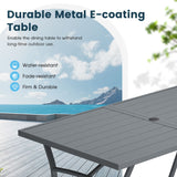 Vicllax Outdoor Metal Dining Table for 8 with Umbrella Hole, 70.9" Rectangular Dining Table