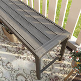 Vicllax 3-Piece Rectangular Metal Outdoor Dining Table and Bench Set