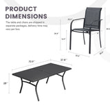 VICLLAX Patio 9 Pieces Outdoor Dining Set, 70.9" Rectangular Metal Dining Table and Stackable Sling Dining Chair with Armrest