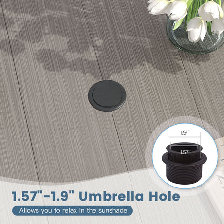 Vicllax 7 pcs Outdoor Dining Set,  Rectangular Metal Table and 6 Textilene Swivel Dining Chairs