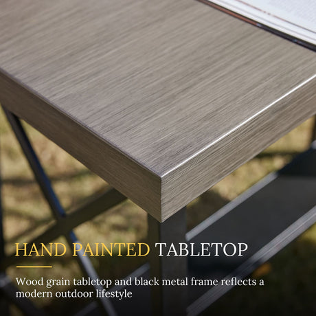 Vicllax Bar Table Set for 2, 3 Pcs Wooden-Like Table and Stools with Backrest and armrests, for Nook Balcony