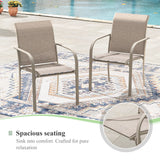 VICLLAX 11-Pcs Outdoor Dining Set, 63” Round Metal Table with Umbrella Hole & 10 Stackable  Chairs