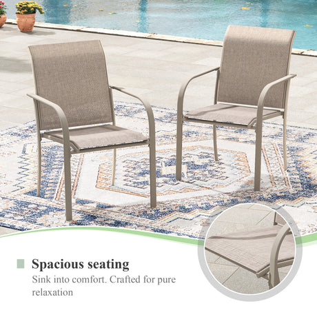 VICLLAX 11-Pcs Outdoor Dining Set, 63” Round Metal Table with Umbrella Hole & 10 Stackable  Chairs