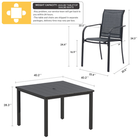 Vicllax Juego de comedor para patio de 5/7 piezas, mesa de metal para exteriores y silla plegable 