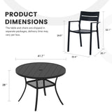 Vicllax Juego de comedor para exterior de 7 piezas con mesa redonda de metal de 48" y sillas con apoyabrazos