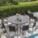 Vicllax 11 Pieces Outdoor Dining Set, 63" Large Round dining Table and 10 Stackable Armchairs