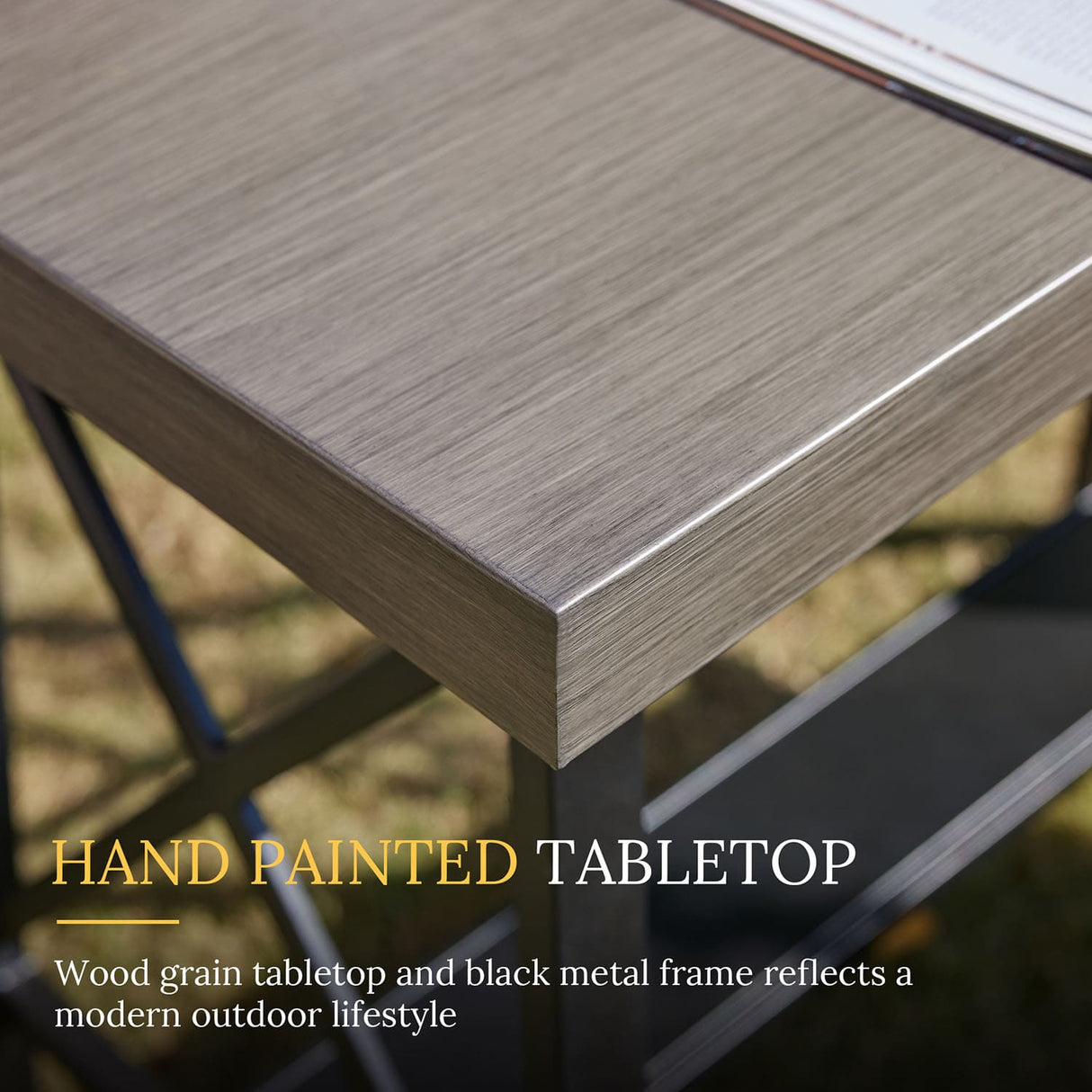 Vicllax Bar Table Set for 2, 3 Pcs Wooden-Like Table and Stools with Backrest and armrests, for Nook Balcony