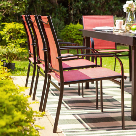 Vicllax Juego de comedor para patio de 5/7 piezas, mesa de metal para exteriores y silla plegable 