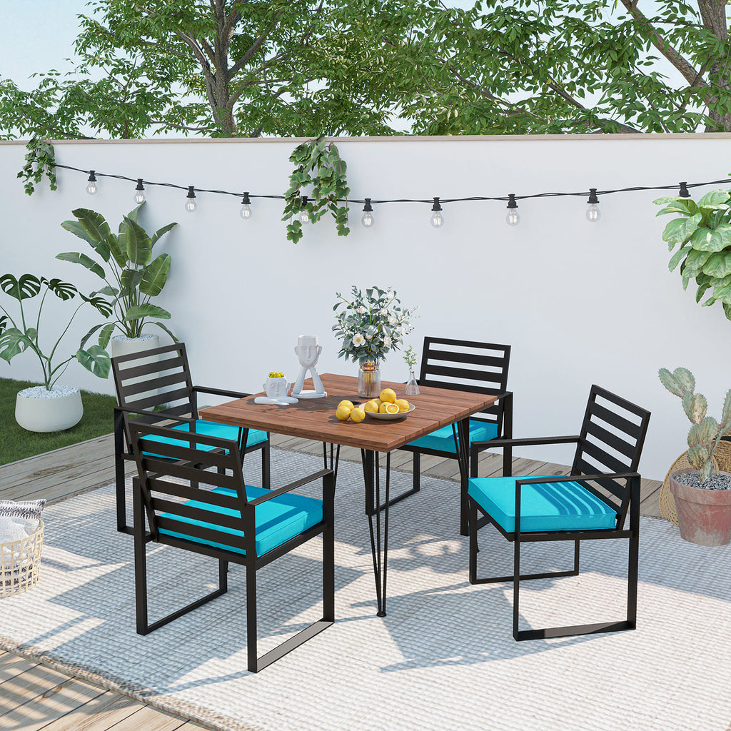 outdoor dining set patio dining table for 4 6 and metal chairs with cushion