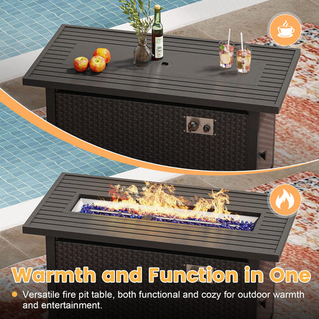 Vicllax 45 Inch Propane Fire Pit Table, Outdoor 50,000 BTU Steel Gas Fire Pit