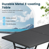 Vicllax Outdoor Metal Dining Table for 8 with Umbrella Hole, 70.9" Rectangular Dining Table