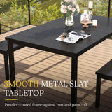 Vicllax 3-Piece Rectangular Metal Outdoor Dining Table and Bench Set