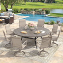 Vicllax Outdoor Dining Set for 8 People, Patio 63" Round Table with 8 Swivel Chairs Set