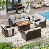 Vicllax Versatile Wicker Patio Set: 5 Pieces with Fire Table