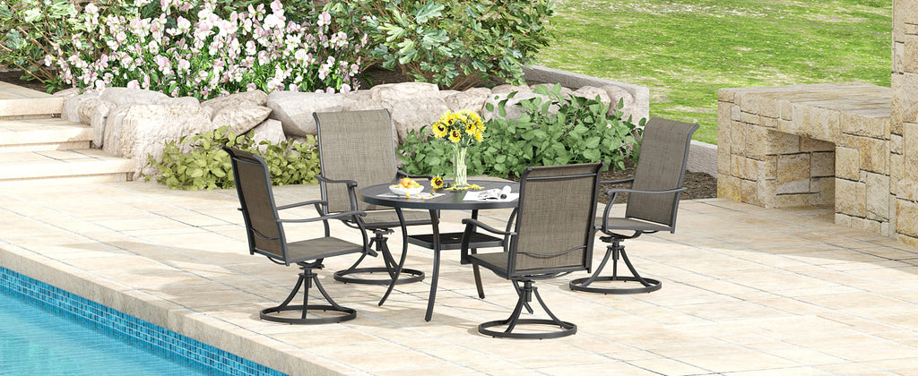 outdoor dining set patio dining table for 4 6 and metal chairs with cushion