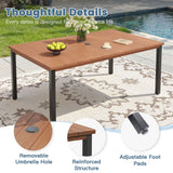 Vicllax 7 pcs Outdoor Dining Set,  Rectangular Metal Table and 6 Textilene Swivel Dining Chairs