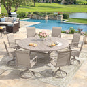 Vicllax Outdoor Dining Set for 8 People, Patio 63" Round Table with 8 Swivel Chairs Set