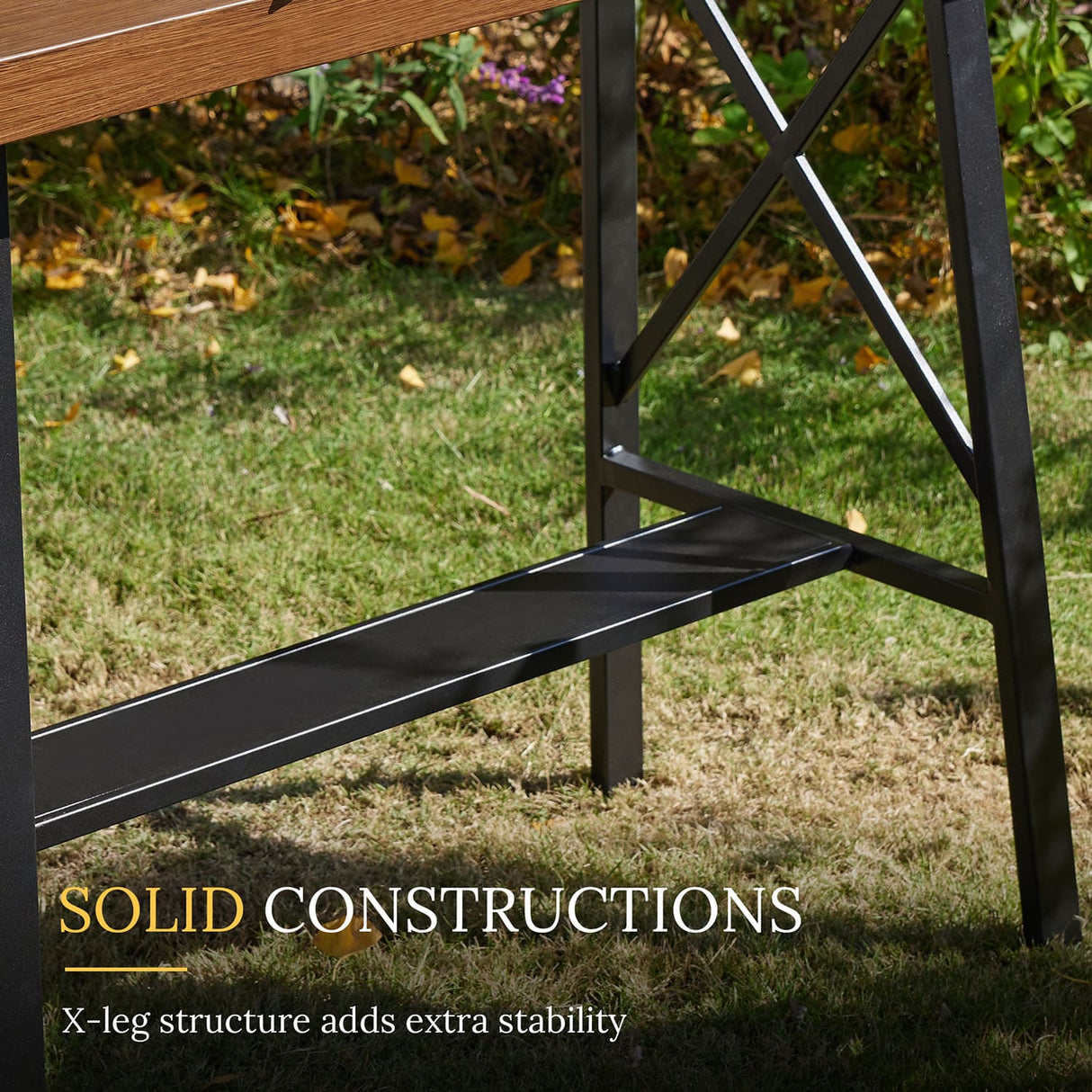 Vicllax Bar Table Set for 2, 3 Pcs Wooden-Like Table and Stools with Backrest and armrests, for Nook Balcony