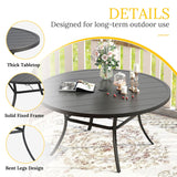 Vicllax 50” / 60" Outdoor Round Metal Dining Table with Umbrella Hole for 6,8