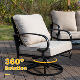 Vicllax Outdoor Patio Conversation Set with Cushioned Sofa Chairs, Ottomans and Coffee Table