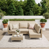 Vicllax 5/7 PCS Wicker Outdoor Conversation Set Patio Sectional Sofas with Glass Coffee Table