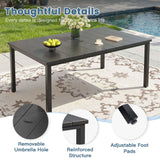 Vicllax 7 pcs Outdoor Dining Set,  Rectangular Metal Table and 6 Textilene Swivel Dining Chairs