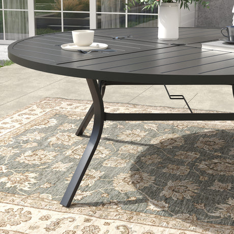 Vicllax 59.8" Patio Round Dining Table Set of 8, Metal Dining Table and Swivel Dining Chairs