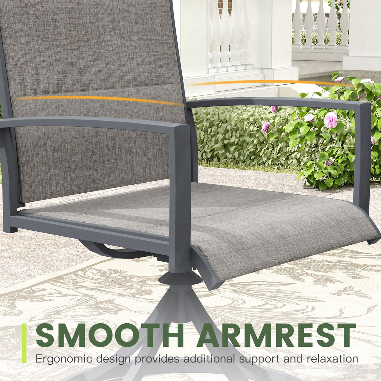 VICLLAX 5 PCS Patio Dining Table Set, Round Metal Table with Shelf and Padded Swivel Chair