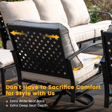 Vicllax Patio Conversation Set with Cushioned Sofa Chairs, Ottomans and Coffee Table