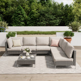 Vicllax 5/7 PCS Wicker Outdoor Conversation Set Patio Sectional Sofas with Glass Coffee Table