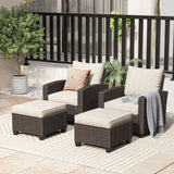 Vicllax 3/5 Pcs Patio Sofa Set, Wicker Outdoor Conversation Set with Sofa Chairs and Ottomans