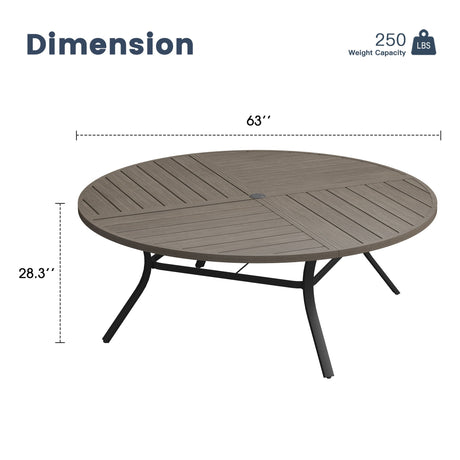 Vicllax Mesa redonda para patio de 42" con estante de almacenamiento y orificio para sombrilla ajustable 