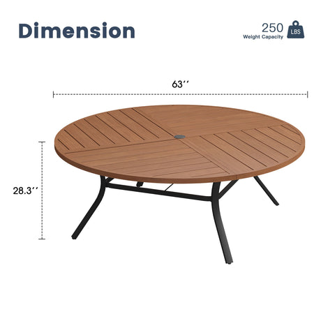 Vicllax Mesa redonda para patio de 42" con estante de almacenamiento y orificio para sombrilla ajustable 
