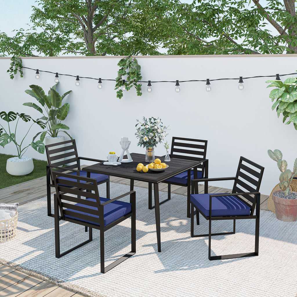 outdoor dining, al fresco dining, outdoor dinner set patio furniture set outdoor dining chair with cushion and dining table with umbrella hole for 4 6