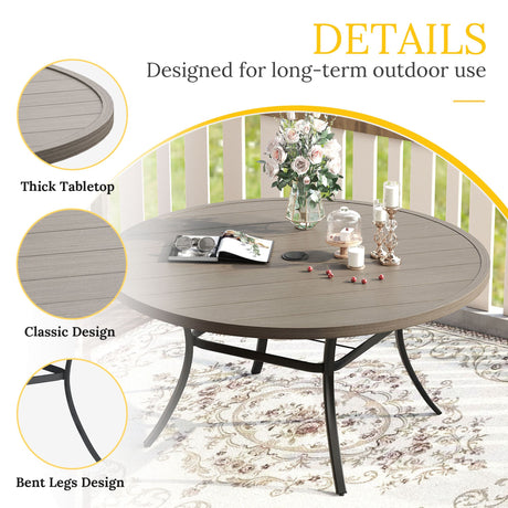 Vicllax 9/11 Pcs Outdoor Dining Set, 53"/ 60" Round Metal Table and Stackable Padded Chair