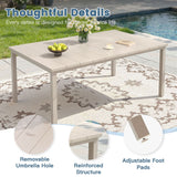 Vicllax 7 pcs Outdoor Dining Set,  Rectangular Metal Table and 6 Textilene Swivel Dining Chairs