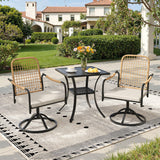 Vicllax 3-Piece Patio Bistro Set, Rope-woven  Swivel Chairs and 27.6" Metal Square Table