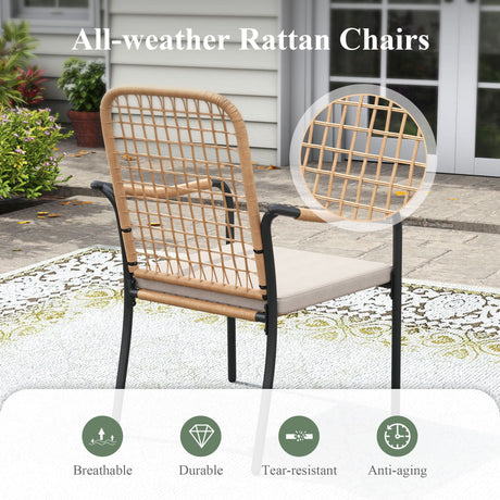 Vicllax 3-Piece Patio Bistro Set, Solana Stackable Chair and 27.6" Metal Round Table