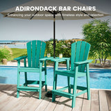 Vicllax Outdoor HDPE Adirondack Bar Chair, Patio Bar Stools with Umbrella Hole