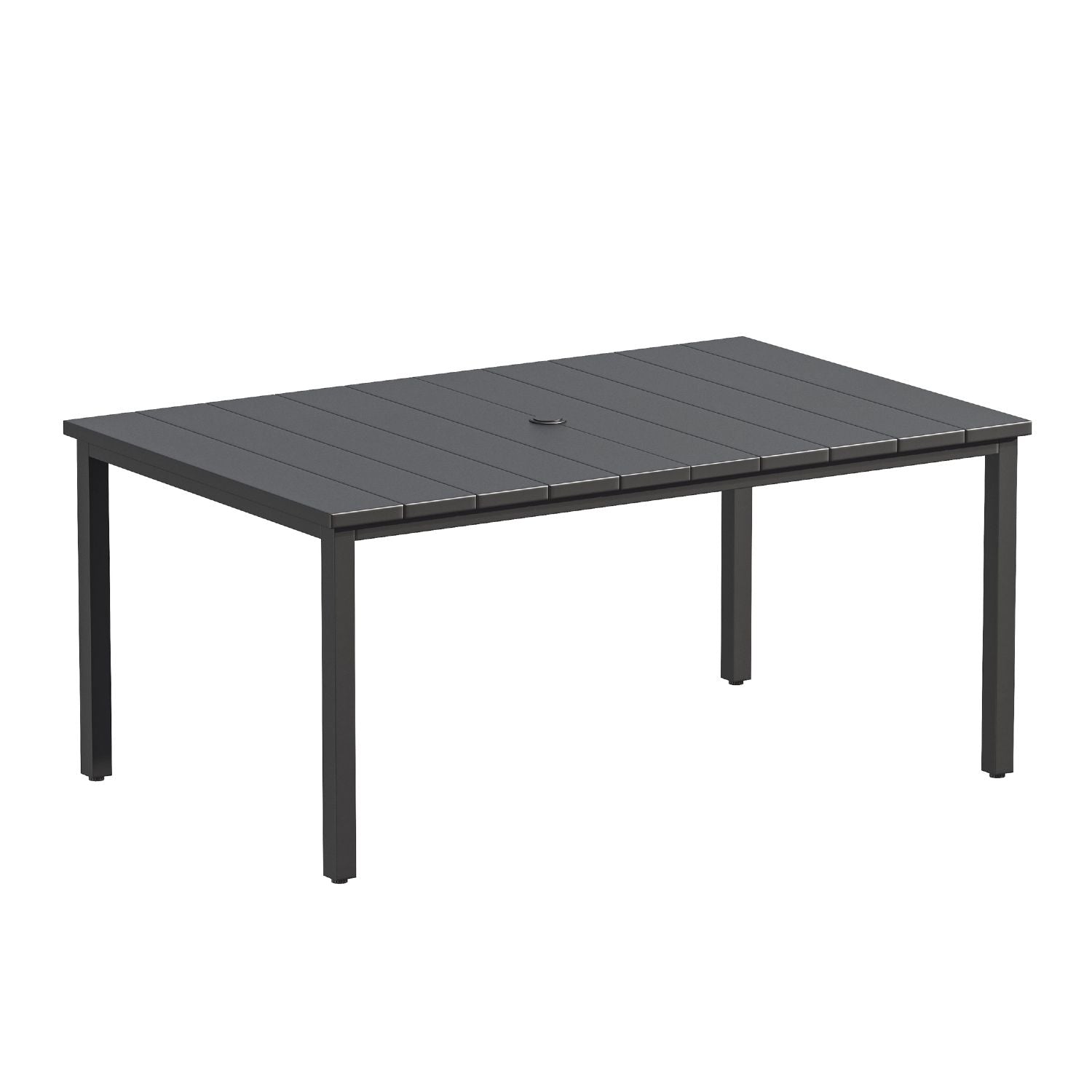 Vicllax Patio Dining Table for 4/6, Metal Dining Table with Umbrella Hole