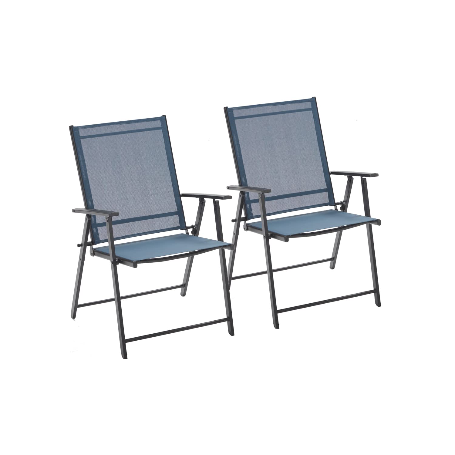 Vicllax Patio Folding Chairs Set of 2/4/6, Outdoor Portable Sling Lawn Chairs