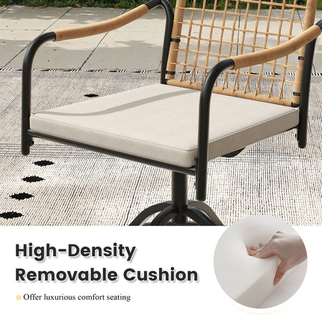 Vicllax 9-Piece Outdoor Dining Set, 63” Round Metal Table with Umbrella Hole & Solana Swivel Chair