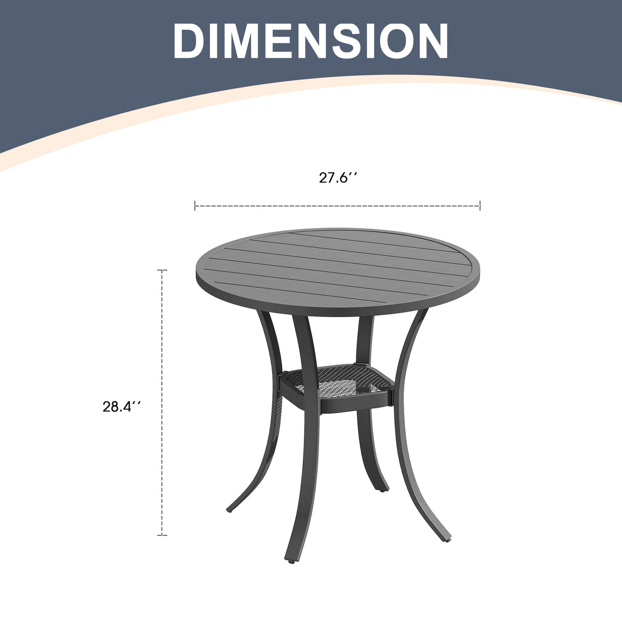 Vicllax Mesa auxiliar redonda de metal para exterior con estante de almacenamiento